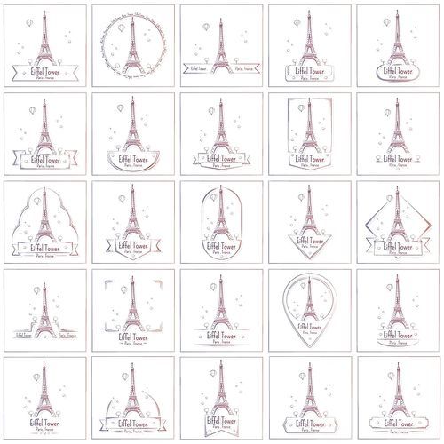 set of eiffel tower wallpapers