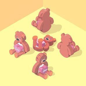 isometric teddy bears