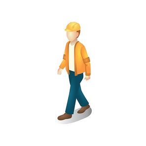 isometric construction worker walking