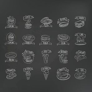 collection of food menu icons