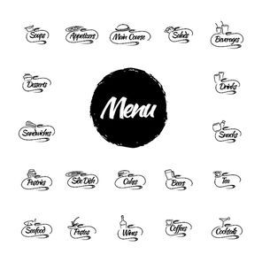 collection of restaurant menu icons