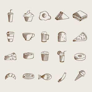 collection of food and drinks icons