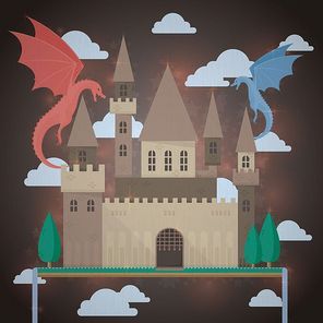 dragons on castle