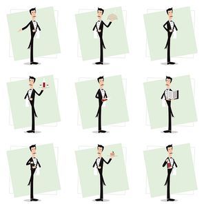 collection of waiter in various activities
