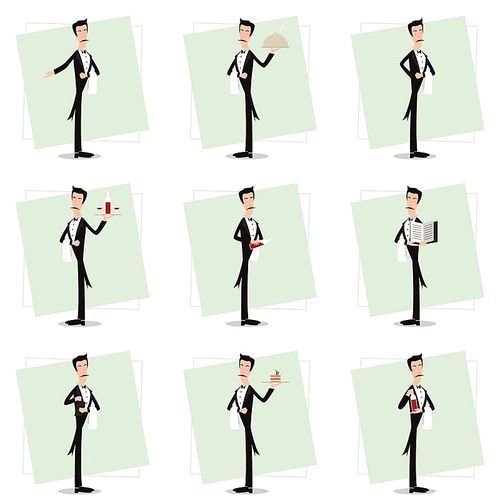 collection of waiter in various activities