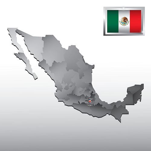 navigation pointer indicating puebla on mexico map