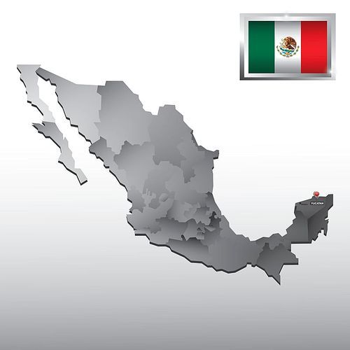 navigation pointer indicating yucatan on mexico map