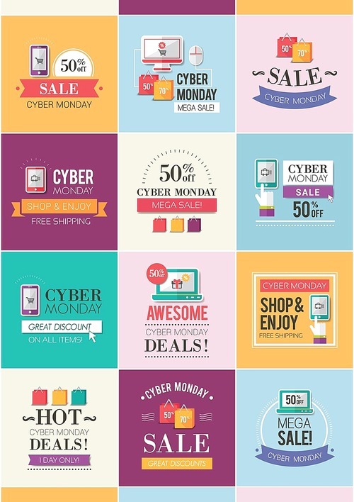 set of cyber monday sale icons