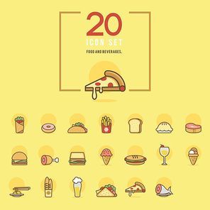 food and beverage icon set