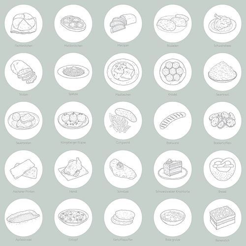 collection of german food icons