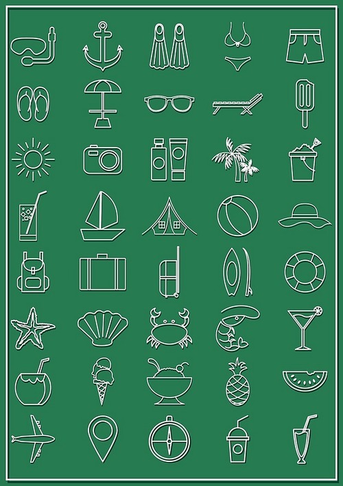 set of beach icons