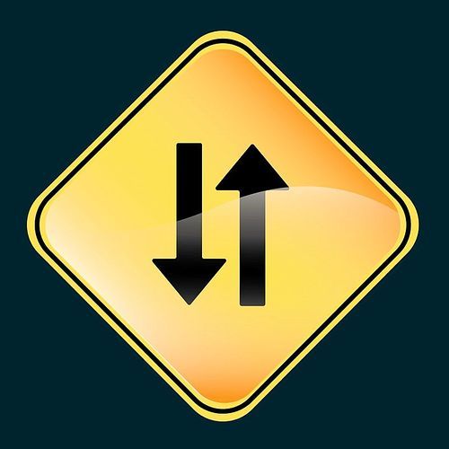 warning two-way road sign