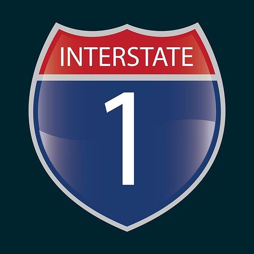 interstate 1 route sign