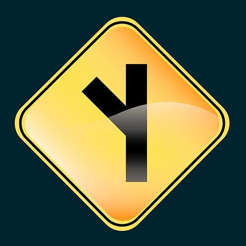 left y intersection road sign