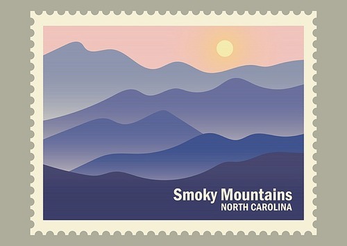 smoky mountains postal stamp