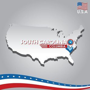 navigation pointer indicating south carolina on usa map