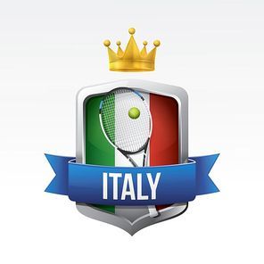 italy flag with racket and ball