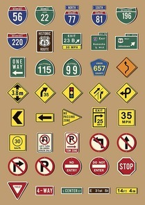 set of us road signs