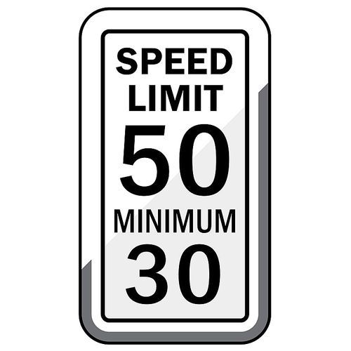 speed limit 50 minimum 30 road sign