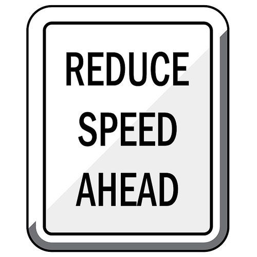 reduce speed ahead road sign