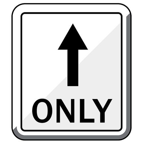 straight through only road sign