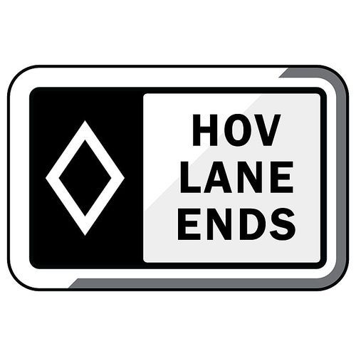 hov lane ends (overhead)