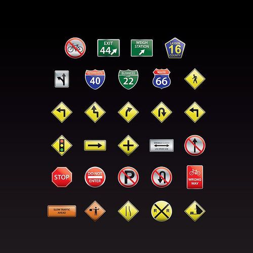 collection of road signs