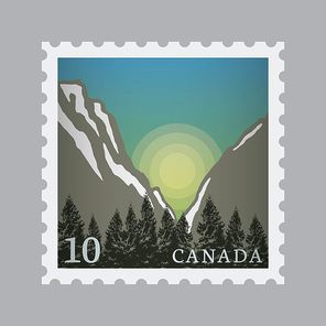 canada mountains postage stamp