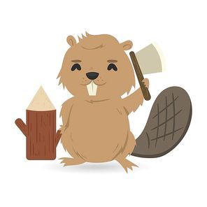 beaver with ax