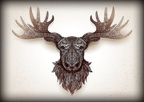 intricate mounted stag head design