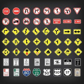 collection of us road signs