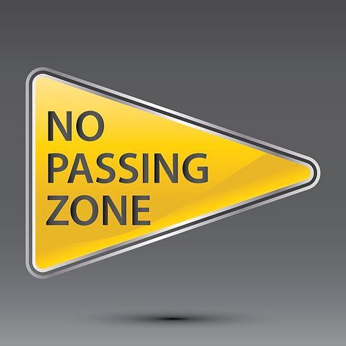 no passing zone road sign