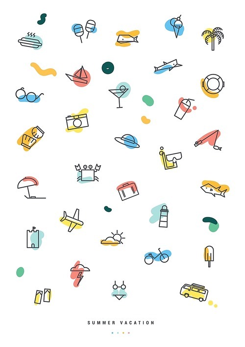 collection of summer vacation icons