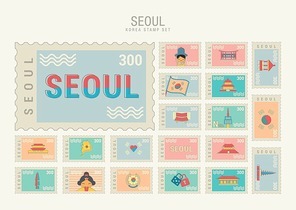 collection of korean stamps set