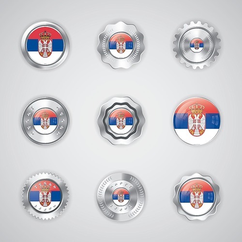 set of serbia flag buttons