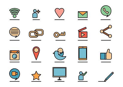 collection of media icons