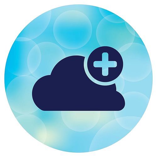 cloud computing icon with plus symbol