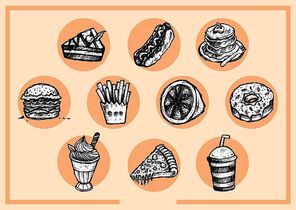 food and beverage icons set