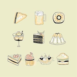 food and beverage icons set