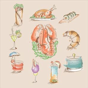 food and beverage icons set