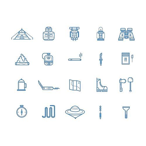 camping icons set