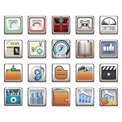 set of mobile application icons