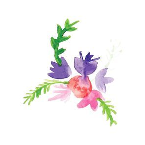 watercolor flowers with leaves