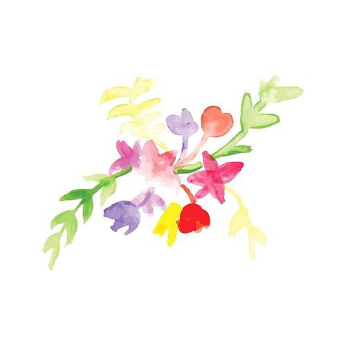 watercolor flowers with leaves