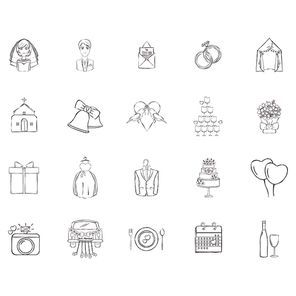 collection of wedding icons