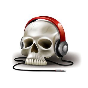 skull wearing headset