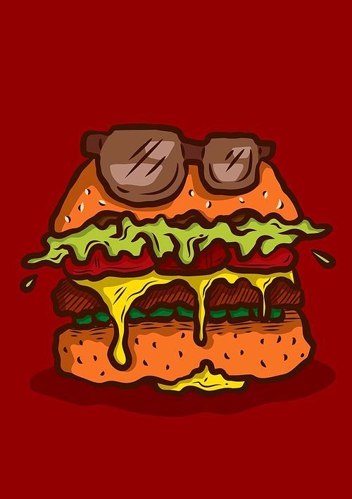 poster of a burger wearing glasses