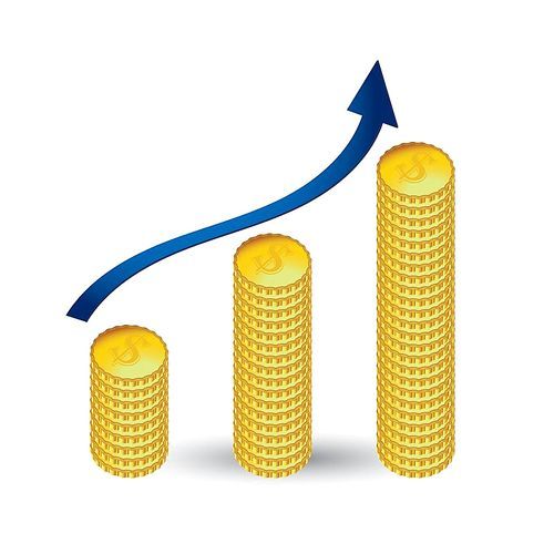 stack of coins with trendline