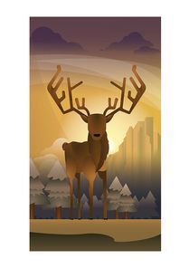 abstract stag on forest background