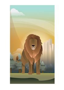 abstract lion on forest background